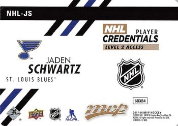 2017-18 Upper Deck MVP - NHL Player Credentials Level 2 Access #NHL-JS Jaden Schwartz Back