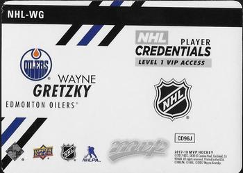 2017-18 Upper Deck MVP - NHL Player Credentials Level 1 VIP Access #NHL-WG Wayne Gretzky Back