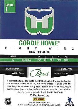 2013-14 Panini Boxing Day - Retired #1 Gordie Howe Back
