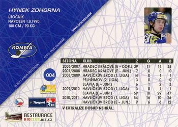 2011-12 OFS Plus #4 Hynek Zohorna Back