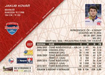 2011-12 OFS Plus #27 Jakub Kovar Back