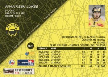 2011-12 OFS Plus #98 Frantisek Lukes Back