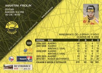 2011-12 OFS Plus #103 Martin Frolik Back
