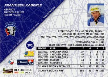 2011-12 OFS Plus #392 Frantisek Kaberle Back