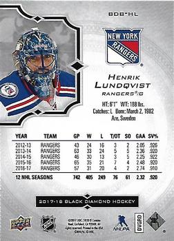 2017-18 Upper Deck Black Diamond #BDB-HL Henrik Lundqvist Back