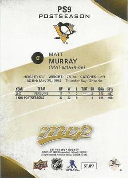 2017-18 Upper Deck MVP - Postseason #PS9 Matt Murray Back