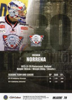 2011-12 SHL Elitset #79 Fredrik Norrena Back