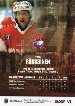 2011-12 SHL Elitset #132 Timo Pärssinen Back