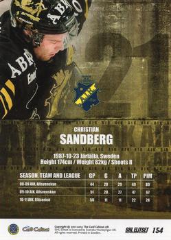 2011-12 SHL Elitset #154 Christian Sandberg Back