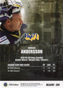 2011-12 SHL Elitset #205 Andreas Andersson Back