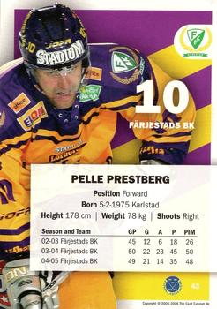 2005-06 SHL Elitset #43 Pelle Prestberg Back