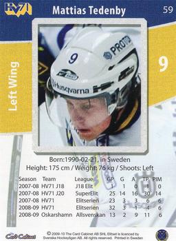 2009-10 SHL Elitset #59 Mattias Tedenby Back