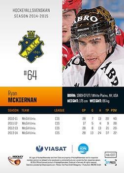 2014-15 HockeyAllsvenskan #HA-007 Ryan McKiernan Back