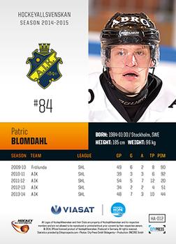 2014-15 HockeyAllsvenskan #HA-012 Patric Blomdahl Back