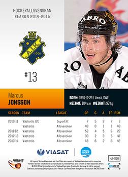 2014-15 HockeyAllsvenskan #HA-016 Marcus Jonsson Back