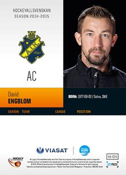 2014-15 HockeyAllsvenskan #HA-024 David Engblom Back
