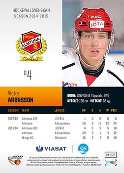 2014-15 HockeyAllsvenskan #HA-026 Victor Aronsson Back