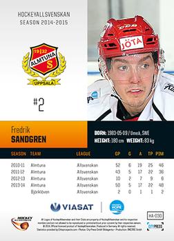 2014-15 HockeyAllsvenskan #HA-030 Fredrik Sandgren Back