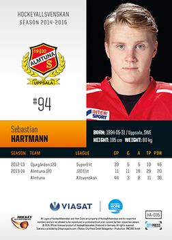 2014-15 HockeyAllsvenskan #HA-035 Sebastian Hartmann Back