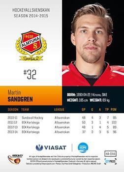 2014-15 HockeyAllsvenskan #HA-044 Martin Sandgren Back