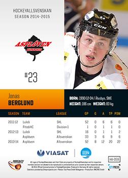 2014-15 HockeyAllsvenskan #HA-059 Jonas Berglund Back