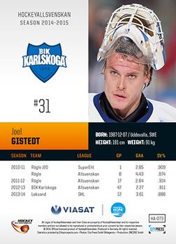 2014-15 HockeyAllsvenskan #HA-073 Joel Gistedt Back