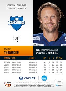 2014-15 HockeyAllsvenskan #HA-078 Martin Thelander Back