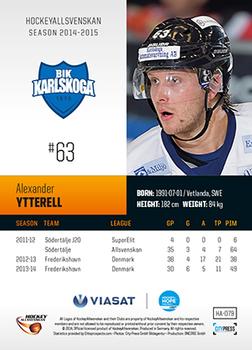 2014-15 HockeyAllsvenskan #HA-079 Alexander Ytterell Back