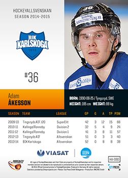 2014-15 HockeyAllsvenskan #HA-080 Adam Akesson Back