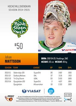 2014-15 HockeyAllsvenskan #HA-098 Johan Mattsson Back