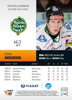 2014-15 HockeyAllsvenskan #HA-099 Stefan Andersson Back