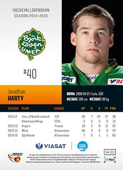 2014-15 HockeyAllsvenskan #HA-101 Jonathan Harty Back