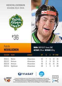 2014-15 HockeyAllsvenskan #HA-105 Patrik Nevalainen Back