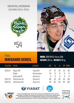 2014-15 HockeyAllsvenskan #HA-113 Felix Maegaard Scheel Back