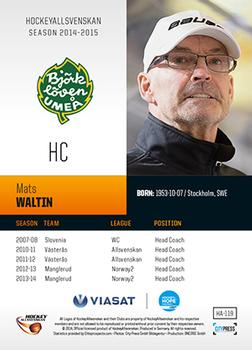 2014-15 HockeyAllsvenskan #HA-119 Mats Waltin Back