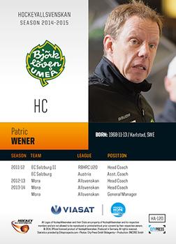 2014-15 HockeyAllsvenskan #HA-120 Patric Wener Back