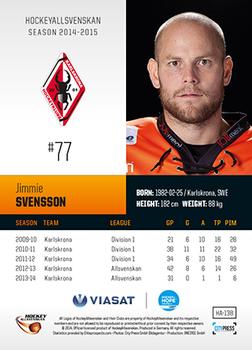 2014-15 HockeyAllsvenskan #HA-138 Jimmie Svensson Back