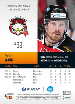 2014-15 HockeyAllsvenskan #HA-154 Stefan Warg Back