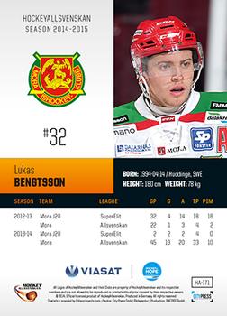 2014-15 HockeyAllsvenskan #HA-171 Lukas Bengtsson Back