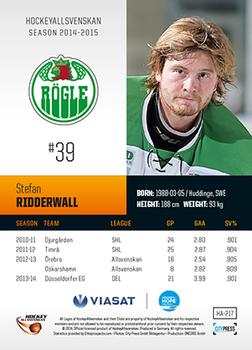 2014-15 HockeyAllsvenskan #HA-217 Stefan Ridderwall Back