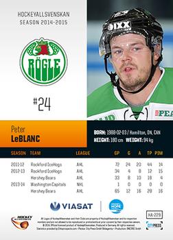 2014-15 HockeyAllsvenskan #HA-229 Peter LeBlanc Back