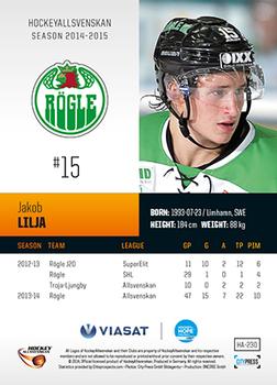2014-15 HockeyAllsvenskan #HA-230 Jakob Lilja Back