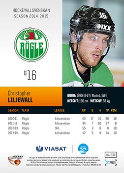 2014-15 HockeyAllsvenskan #HA-231 Christopher Liljewall Back