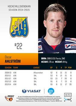 2014-15 HockeyAllsvenskan #HA-251 Oscar Ahlstrom Back