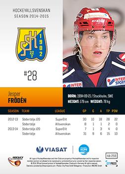 2014-15 HockeyAllsvenskan #HA-258 Jesper Fröden Back