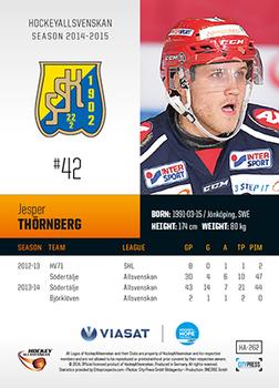 2014-15 HockeyAllsvenskan #HA-262 Jesper Thornberg Back