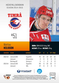 2014-15 HockeyAllsvenskan #HA-270 Mattias Nilsson Back