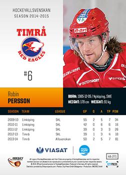 2014-15 HockeyAllsvenskan #HA-271 Robin Persson Back