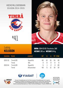 2014-15 HockeyAllsvenskan #HA-281 Ludvig Nilsson Back