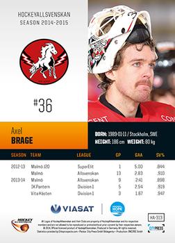 2014-15 HockeyAllsvenskan #HA-313 Axel Brage Back